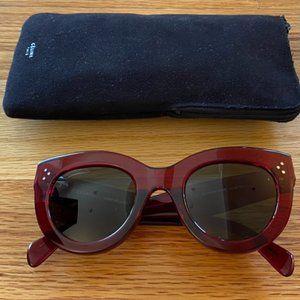 Celine Chunky Round Acetate Sunglasses (CL41050/S CR31E) in Red